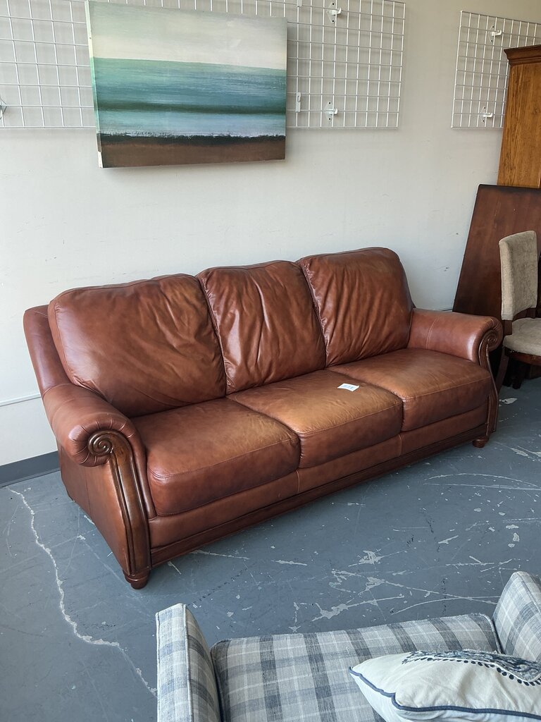 3 Cushion Leather Sofa Roll Arm