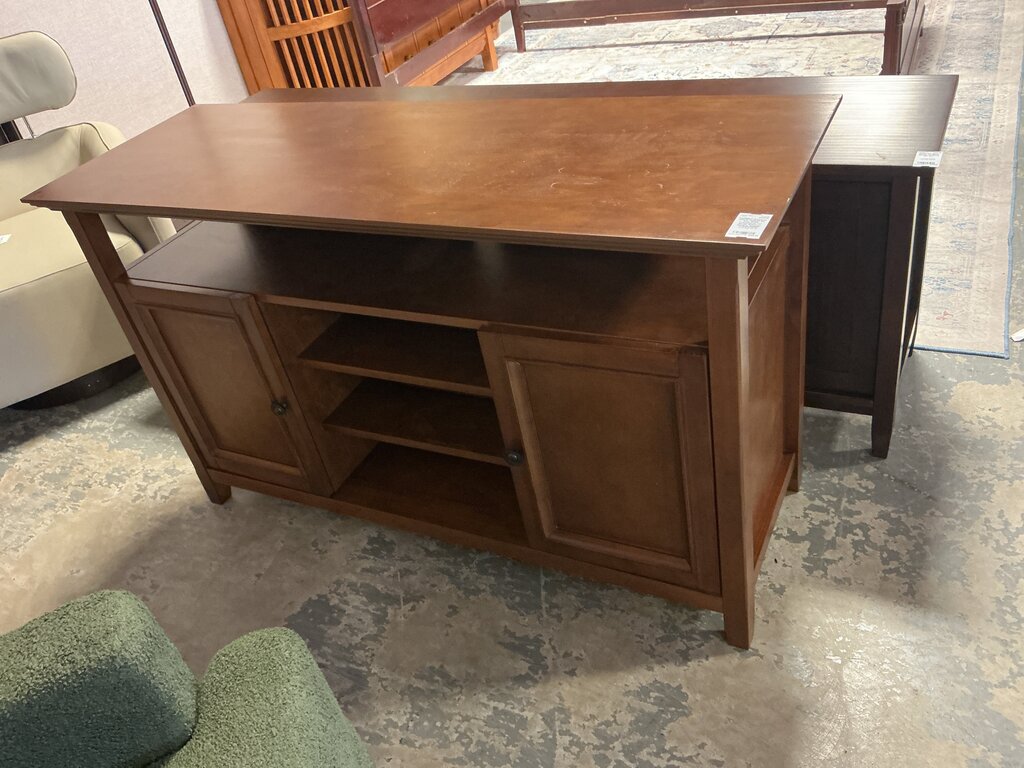 Amherst SOLID WOOD 54 inch Wide Transitional TV Media Stand in Medium Saddle Brown For TVs up to 60 inches