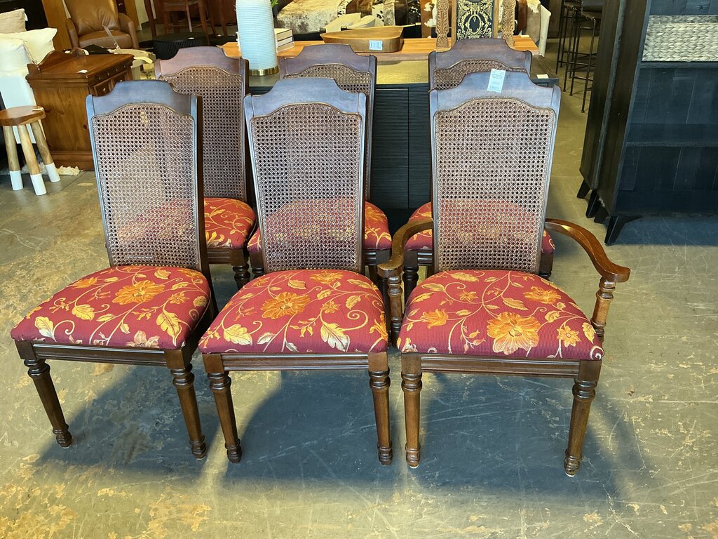 Dark Wood Cane Back Dining Chair (Set of 6)