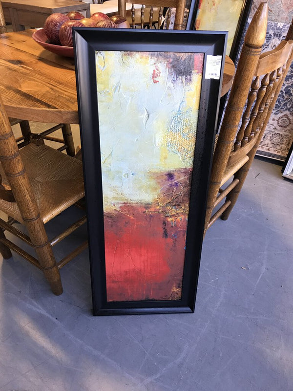 Red & Green Rectangular Abstract in Black Frame